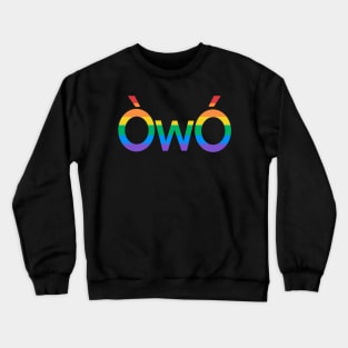 ÒwÓ rainbow gay angry owo pride emoticon Crewneck Sweatshirt